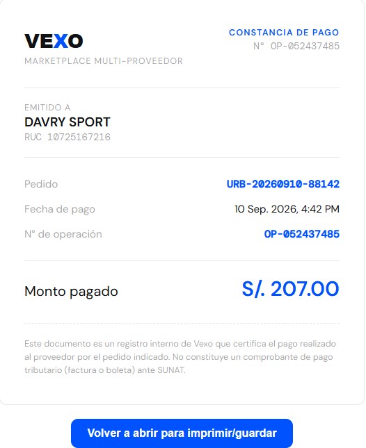 Descargas la constancia de pago de cada pedido